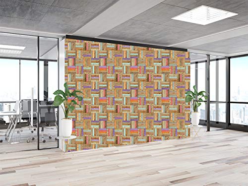 Image of DWELLSINDIA Wood Woven Self Adhesive Wallpaper Waterproof, Scratch Resistant, Laminated 41cm x 122cm