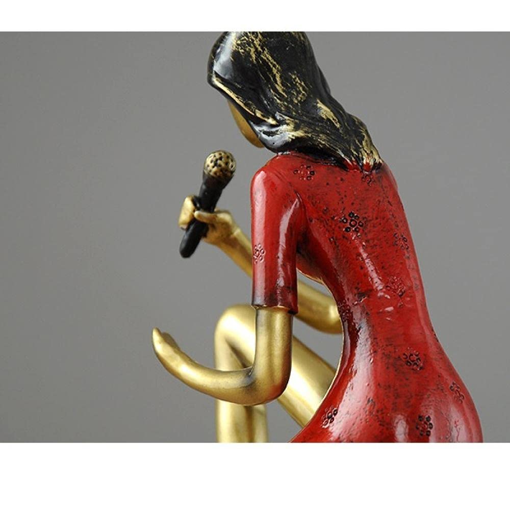 LZHLMCL Soprammobili 2 Pezzi Resina Artigianato Ornamenti Ragazza Canta Suonare Il Pianoforte Cerchio Decorazione Domestica Figurine In Miniatura A