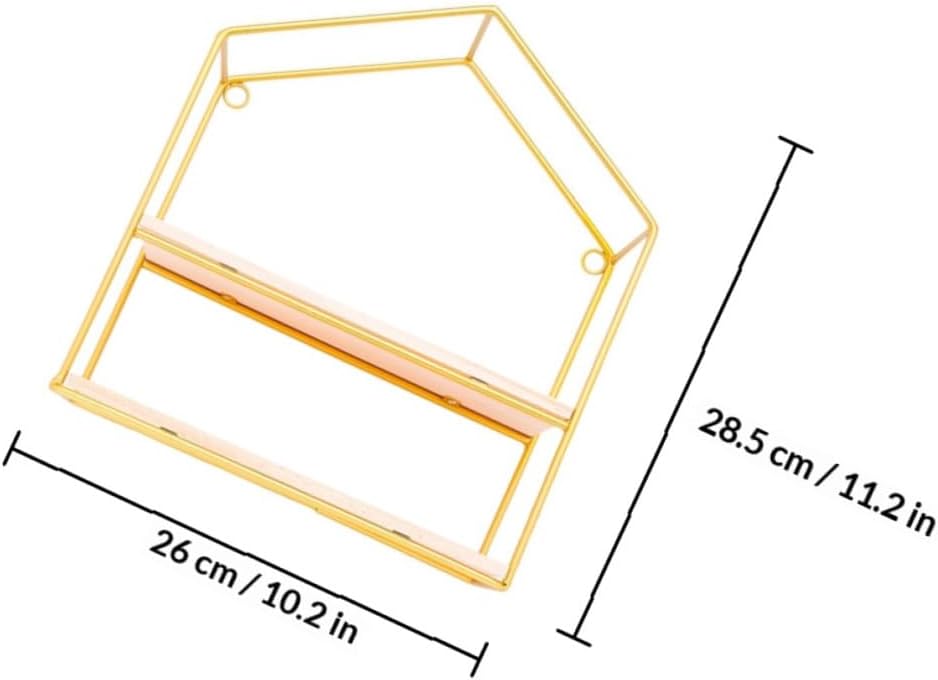 balacoo Gold Wall Mount Rack Floating Shelf Metal Decorative Wall Art Hanging Shelf for Home Interior Living Room Bedroom Kitchen Storage Organizer