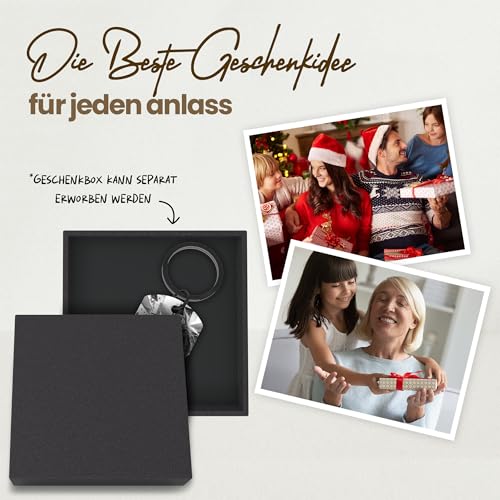 Meinearmbänder Schlüsselanhänger personalisiert aus Edelstahl mit Schwarz/Weiß Bild und Datum - Valentinstag-Geschenk für ihn & sie - Partner Geschenke - Personalisierte Geschenke