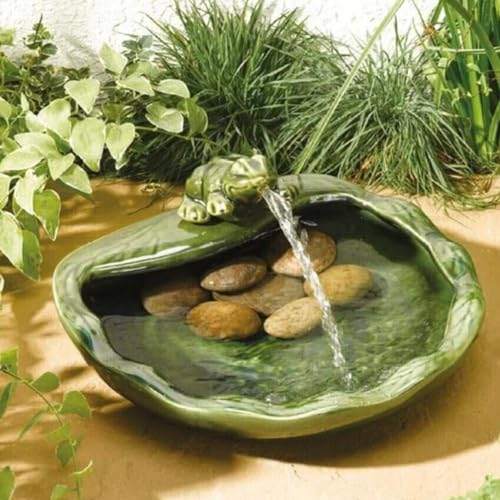 Garden Mile Fontaine à eau solaire en forme de grenouille - Fontaine à eau solaire - Fontaine d'extérieur en résine recyclée avec panneau - Décoration de...