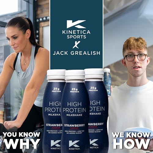 Kinetica Sports Ready-to-Drink High Protein Milkshake - Strawberry Flavour | 25g Protein/Bottle, 12 X 330ml Pack | High Protein, Low Fat & No Added Sugar |Convenient, high protein option for on-the-go - Image 4