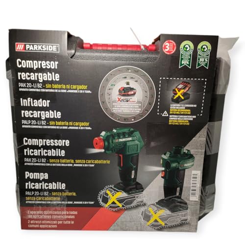 PARKSIDE PAK 20-Li B2/Bomba de aire PALP 20-LI B2 X-20-V Team Series (sin batería/cargador)
