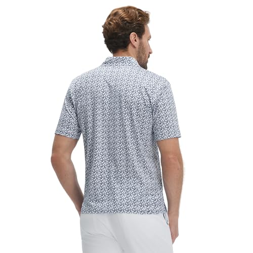 Image of M MAELREG Mens Golf Shirt Short Sleeve Dry Fit Print Moisture Wicking Performance Patterns Collared Polo Shirt