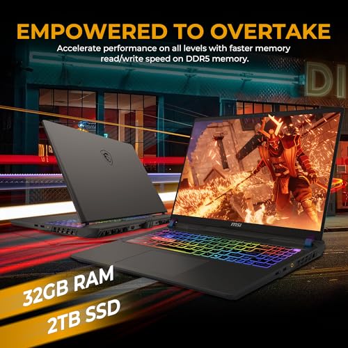 Image of msi Vector 16 HX AI 16 inch QHD+ 240Hz Gaming Laptop, Intel Ultra 9 275HX, GeForce RTX 5080 16GB GDDR7, 32GB DDR5, 3TB Storage (2TB SSD&1TB Docking Station), Backlit Keyboard, Win 11 Pro, Gray
