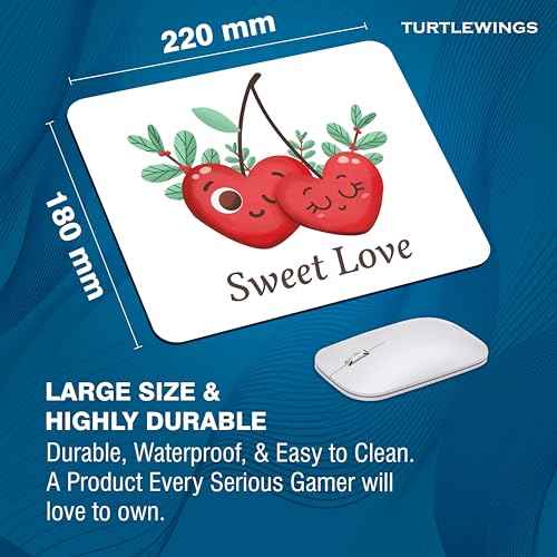 Image of TURTLEWINGS | Mousepad |Aesthetic Strawberry Mousepad - 22x18 cm, 3mm Thick | Abstract Design Non-Slip Rubber Base | Office, Study & Gaming Use | Premium Smooth Surface 2 (Design 08)