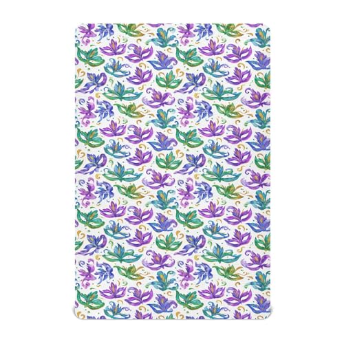 Image of Crib Sheet Breathable Soft Crib Mattress Sheet for Baby Toddler Boys Girls Fitted Crib Sheet Fit Standard Crib Mattress 52 x 28 Inch Watercolor Mardi Gras Mask