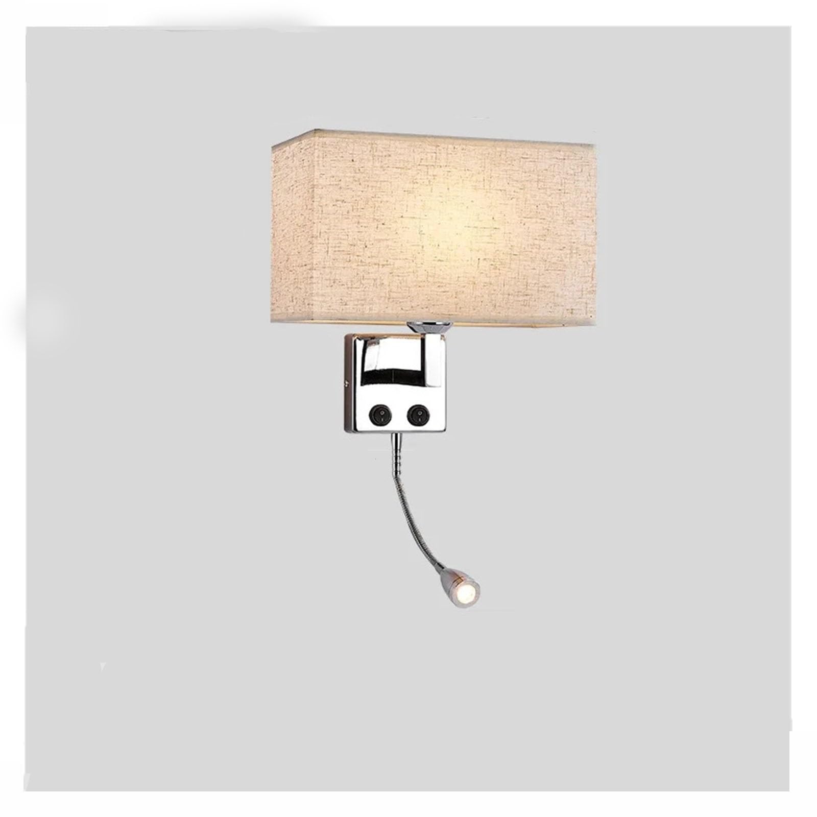 Foco LED de pared E27 orientable con interruptor y pantalla textil para dormitorio 8