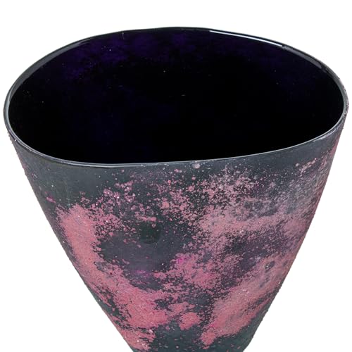Vase en cristal d'exception gris et rose opaque objet d'art 24cm