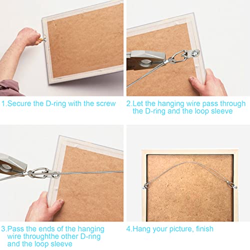 Ouskr 100 Pcs Picture Hanging Wire Kit, 100 Feet Heavy Duty Wire Picture Hanging For Photo Mirror Frame Artwork, Included D Ring Picture Hangers, Screws, Aluminum Sleeves, Screwdriver, Up To 30Lbs #TOP5