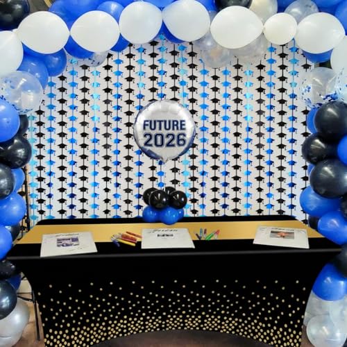 Decoración Cortinas Foil Azul y Negro Graduación 3.3x6.6 ft miniatura 5