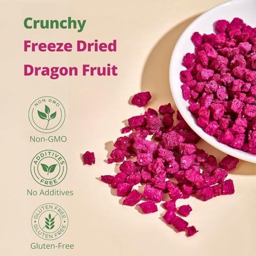 image for VitalForest Freeze Dried Dragon Fruit Cubes – 4.23oz (120g) 100% Red