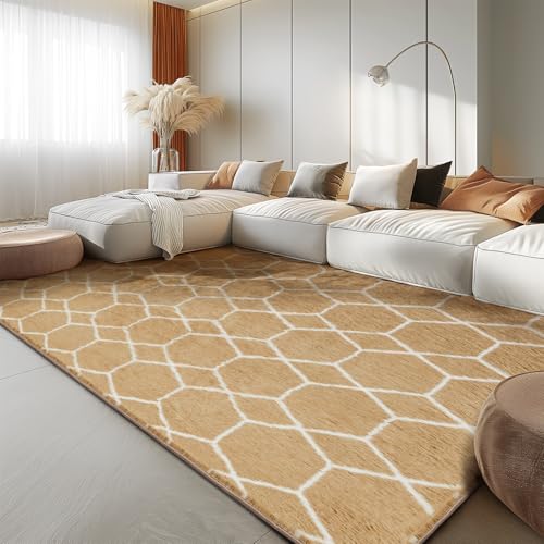 Tapete Shaggy suave 274x183 cm beige y blanco miniatura 4