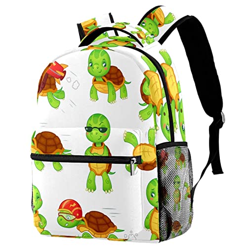 Sac à dos de voyage imprimé tortue avec grand compartiment de rangement mixte