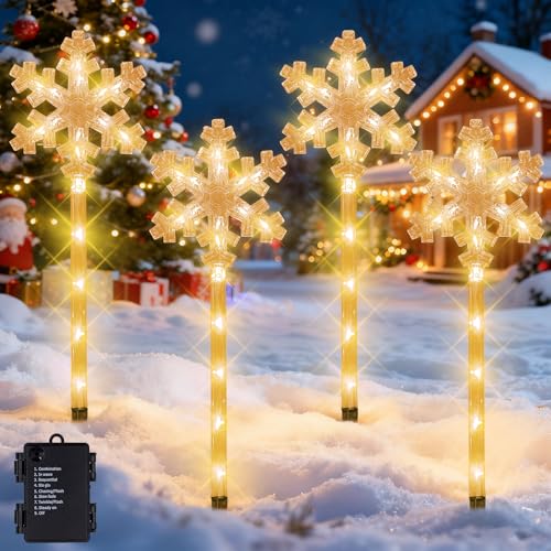 Acryl Weihnachtsbeleuchtung Außen,4 Stück LED Gartenstecker...