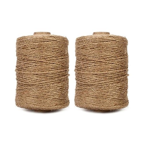 Tenn Well 2 rouleaux de ficelle de jute naturelle 3 plis de 1,8 mm pour fleuristes, emballages cadeaux, jardinage et décoration artisanale (marron)