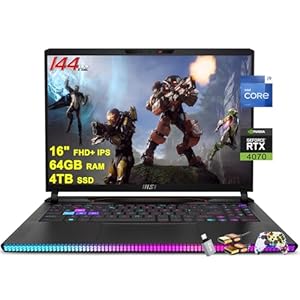 MSI Raider GE68HX Gaming Laptop 16″ FHD+ IPS 144Hz Intel 24-core i9-14900HX 64GB RAM 4TB SSD GeForce RTX 4070 RGB Backlit Thunderbolt4 USB-C Dynaudio FHD IR Privacy Camera Win11 w/ICP Accessory