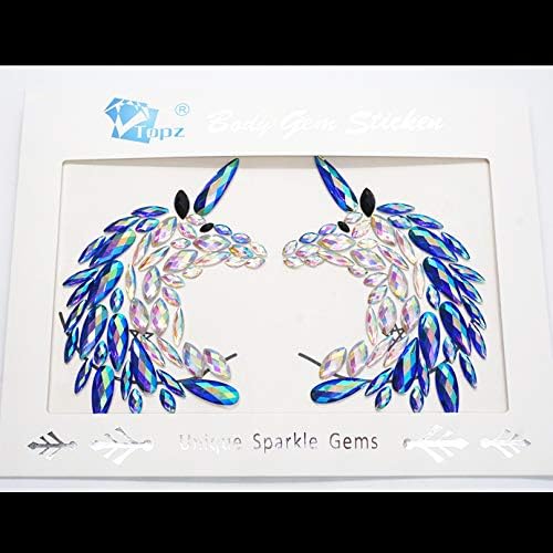 breast gem stickers body makeup rhinestone pasties face mask festival body jewels nipple sticker unicorn temporary tattoo sticker for halloween Festival
