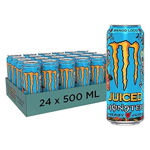Monster Energy Mango Loco with Tropical Mango Juice â With Carbonated Energy Drink Palette 24 x 500 ml & Free Sticker Cover
