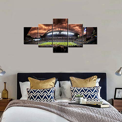 Tumovo Framed Wall Art For Living Room Football Fan Pictures Super Bowl Paintings 5 Piece Canvas Artwork Home Decor,Giclee Gallery-Wrapped Stretched Ready To Hang Posters And Prints(50''Wx24''H) #TOP3