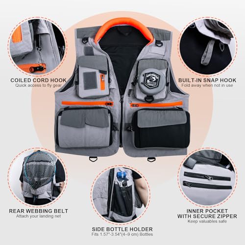 Goture Fishing Vest,Lightweight Breathable Nylon Fly Fishing Vest for Men and Women,18 Pockets Vests for Outdoor Activities4