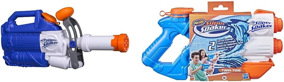 SOA SOAKZOOKA & Nerf Super Soaker Twin Tide Water Blaster, Pump Action, Outdoor Water Toy