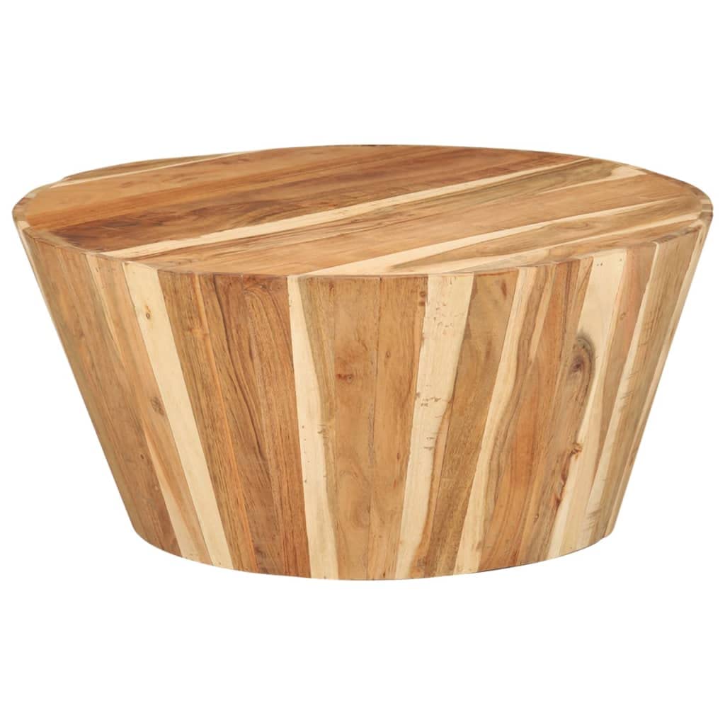 Table basse ronde en bois d'acacia massif de style vintage