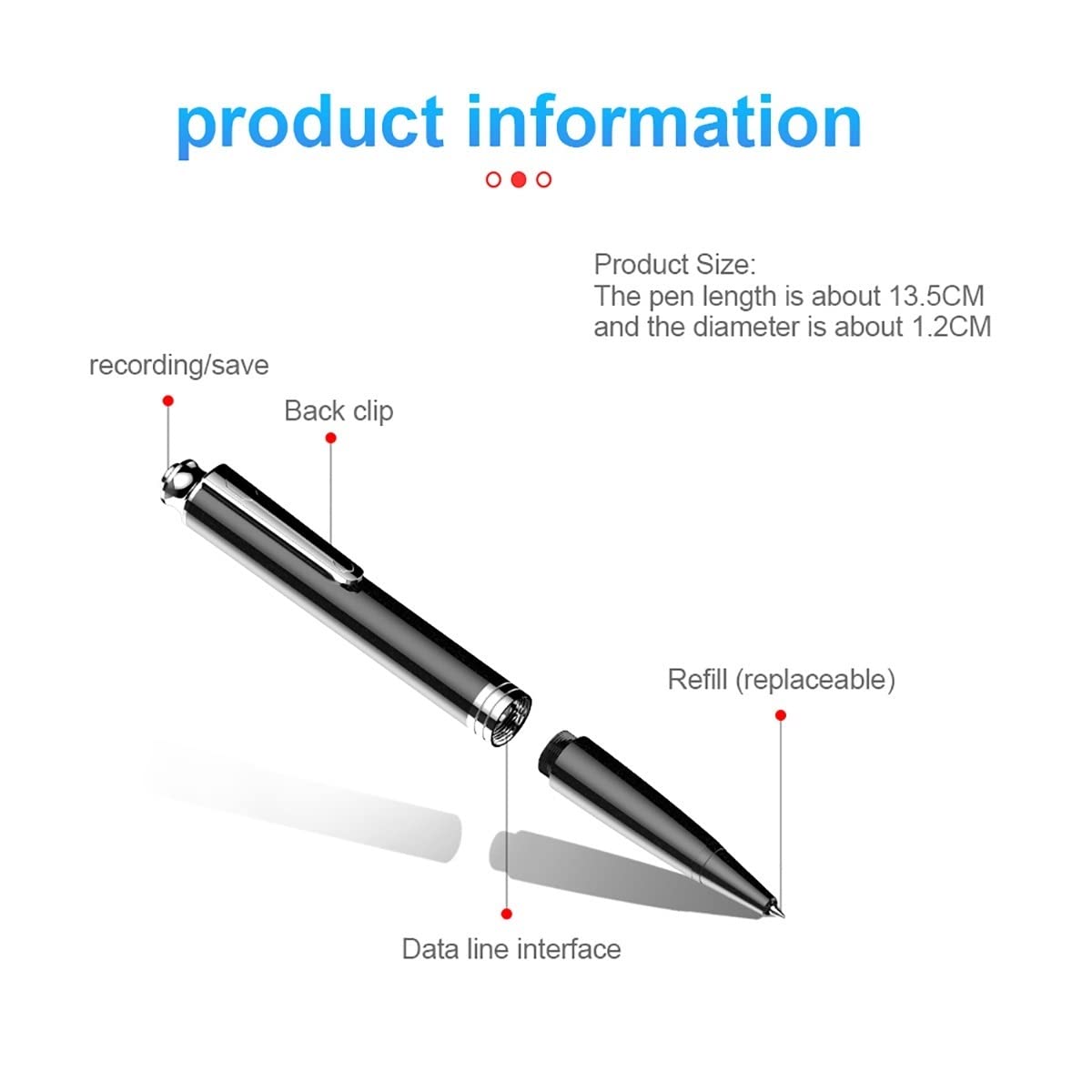 Cyfrowy dyktafon 32 GB, dyktafon, przenośny rejestrator głosu ładowany przez USB, cyfrowy odtwarzacz audio i odtwarzacz MP3 do nagrywania wywiadów, spotkań i nauki uczniów (kolor: B