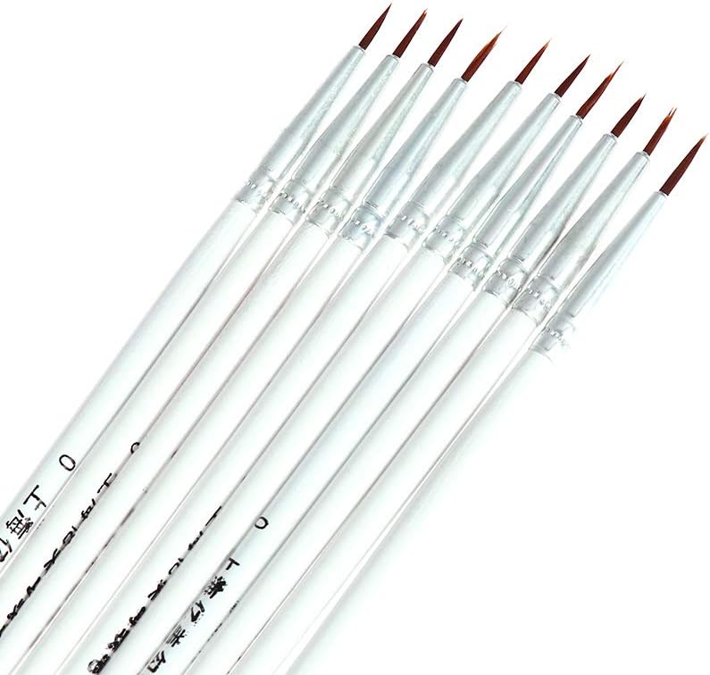 10Pcs/Set Fine Hand Painted Thin Hook Line Pen Art Supplies Drawing Art Pen Paint Brush Nylon Brush Acrylic Painting Pen (White)