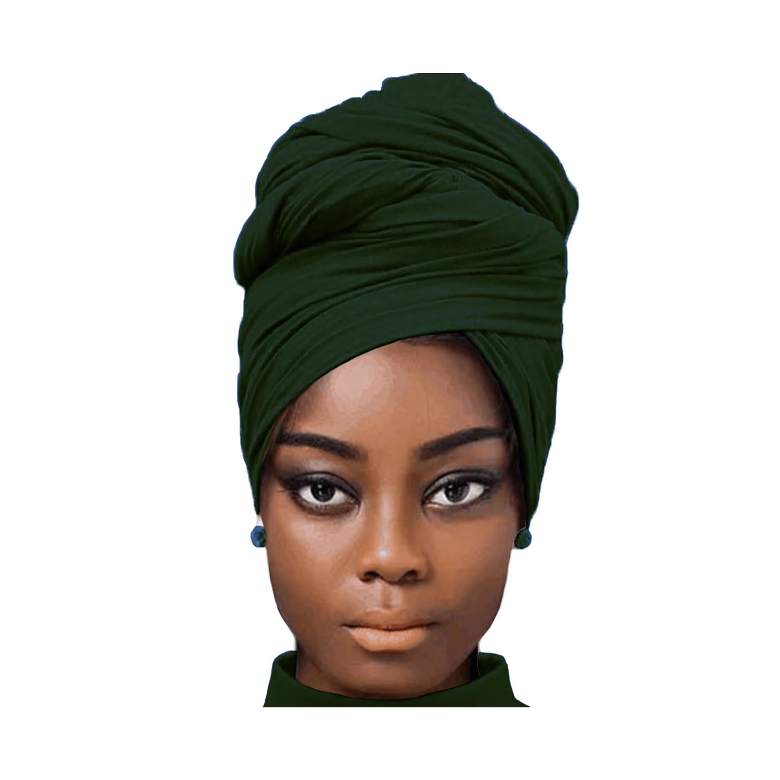 African Scarfs for Women Head Wraps Stretch Turbans Jersey Bun Styles Headbands for High Ponytails