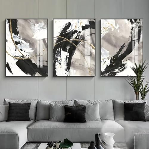Peinture sur toile noire pour habiller un mur vide de salon moderne