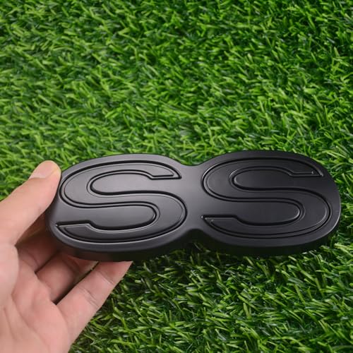 Image of 1Pc 1971 1972 Chevelle El Camino Super Sport SS Rear Bumper Emblem Letters with Hardware Replacement for SS (Matte Black)