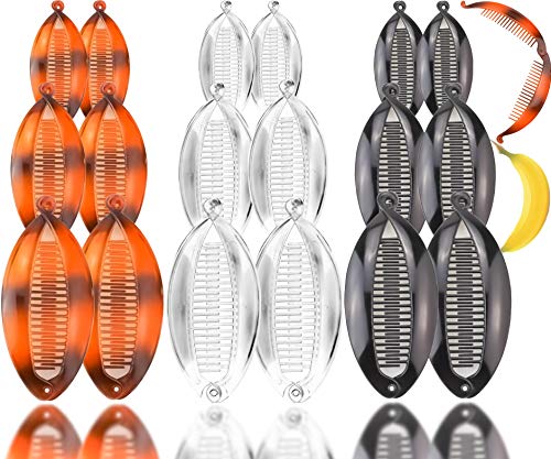 MotBach 18 Pieces Banana Hair Clips, French Banana Hair Comb, Rounded Edges Fish Shaped Grips Clamp, Ponytail Holder Combs, Hair Clips Hair Accessories For Women Beauty, 3 Sizes, 3 Colors