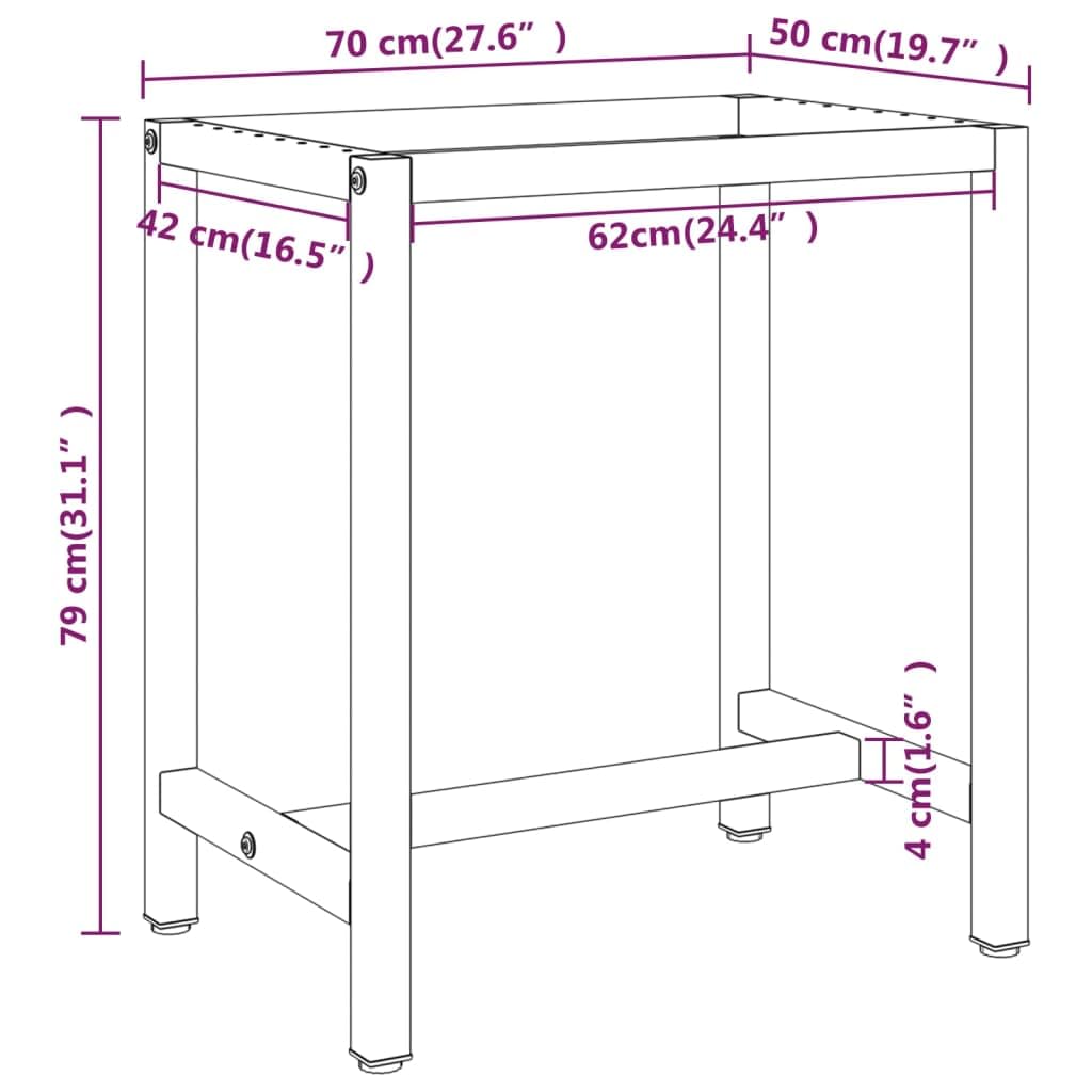 vidaXL Werkbankgestell Packtisch Arbeitstisch Tischgestell Tischfuß Werkbankfuß Werkbank Werkstatt Mattschwarz Mattrot 70x50x79cm Metall