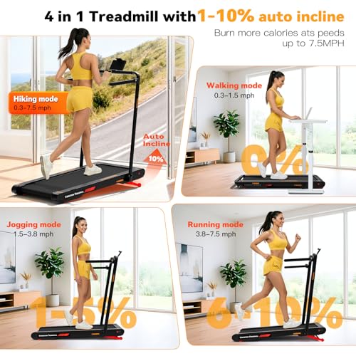 Image of Freepi Walking Vibration Pad with 10% Auto Incline,Under Desk 4 in 1 Treadmill for Home with Remote Control