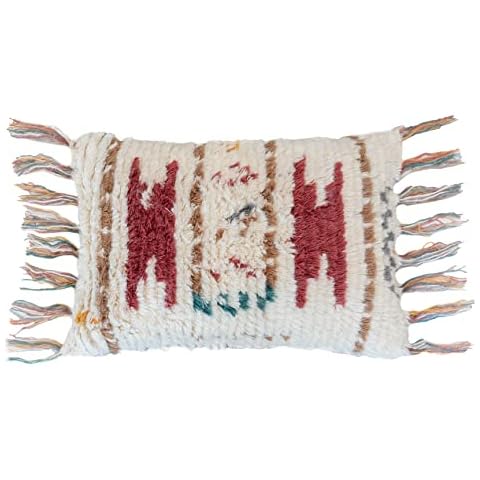 CASA BOHO Decorative Pillow Cover Wool Shag Pillow Cover Moroccan Decor Pillow Decorative Throw Pillow Cover Boho Decor Moroccan Decor Pillow Boho Pillows Bohemian Pillow Cover 16x24 Cover