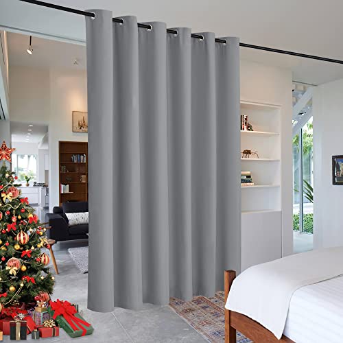 Image of RYB HOME Extra Wide Curtains for Divider Room Separation Soundproof Temporary Door Curtains for Bedroom Closet Office Theatre Garage Living Room Privacy Drop Cloth, W 120 x L 84 inches, Light Grey