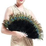 Perfektes Zubehör für 1920s Motto-Party, Halloween Kostüm, Flapper Deco Verkleidung, Kunst Fest und andere festliche oder spezielle Anlässe, dieser Fächer macht Ihre formale Bekleidung verschöner. Auch eine tolle Wahl als Weihnachten Geschenk, Hochzeit Zubehör, Tanzball Accessoires, etc.