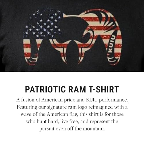 KUIU Patriotic Ram T-Shirt for Men, American Flag Ram Logo Tee, Lightweight Cotton Polyester Hunting Shirt, Soft, Durable Fit2