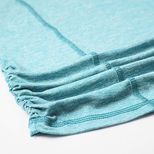 Ninedaily Womens Fitness Clothes,Workout Clothing Set Round Neck Long Shirts for Leggings Solid Color Breathable Hiking Tees Sweat Absorption Racerback Tank Tops Lightweight Blouse Aqua M