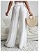 RoseSeek Women's Cover Up Beach Pants Sheer Mesh Drawstring Wide Leg High Waist Bikini Swimsuit Coverups White S