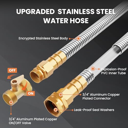 Giraffe Tools Garden Hose 75ft X 5/8, 304 Stainless