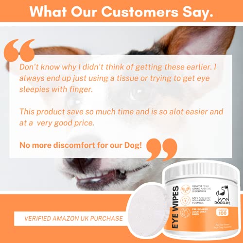 Dog Eye Wipes | Safe & Easy Cleaning Eye Wipes For Dogs | Remove Tear Stains, Dog Eye Crust & Eye Discharge | Pack Of 100 | Soothing Aloe Vera Formula! - Image 8