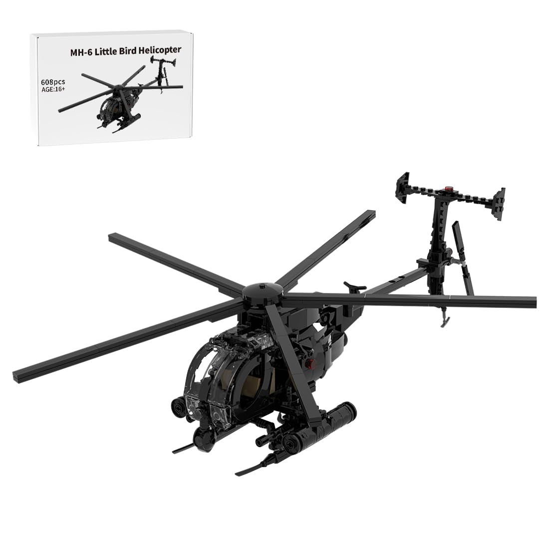CubiMythx MH-6 Little Bird Helicopter Building Blocks and