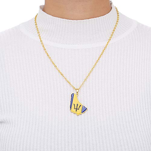 Barbados Necklace 18K Gold Plated Barbados Island Map Flag Pendant Caribbean Sea Jewelry Ethnic Gifts3