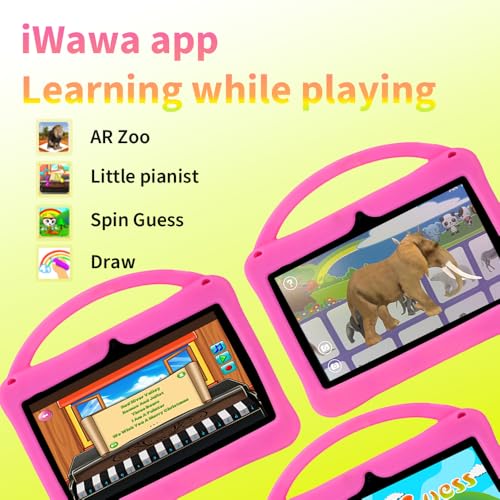 Image of Veidoo 7 inch Android Tablets for Kids, 2GB RAM, 32GB ROM, aiwawa Apps Parent Controls, Educational Games, WiFi, Dual Camera, Silicone Case(Pink)