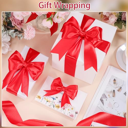 Image of woric Red Satin Ribbon 1.5 Inch 60 Yards for Gift Wrapping | Wedding Decor Ribbon for Flower Bouquet Handmade Roses Bridal Shower Bridesmaid Gifts Hair Bows Crafts Party Gift Wrapping