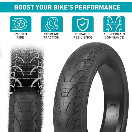 BALINGE E Bike Fat tire 20 x 4 2 Pack Heavy Duty High-Performance Wear-Resistant E-Bike Mountain Snow Bike Tire ?Fat Bike Tires?20x4.0 Fat tire?Black?2 Tires 2 levers