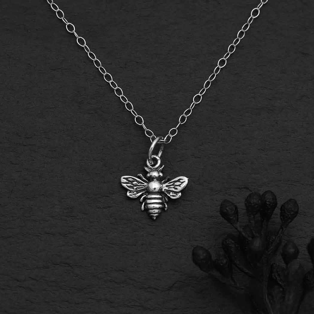 Sterling Silver Bee Necklace – Handmade Dainty Bumblebee Pendant, Gift for Her - Image 7
