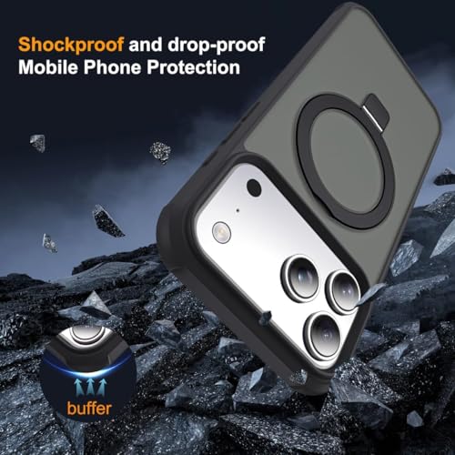 Image of iPhone 17 Pro Magsafe Stand Case | Matte Design & 360 Protection | Military-Grade Apple iPhone 17 Pro Cover | Ultra Premium - Black